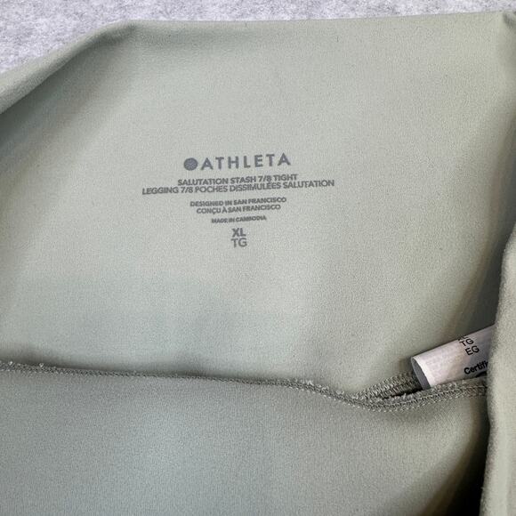 Athleta Salutation Stash Pocket 7/8 Tight XL Light Green Stretch High Rise Capri - Picture 6 of 15